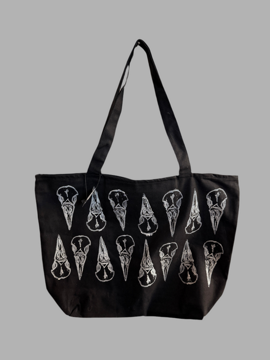 Large Crow Tote Bag w/ Zipper